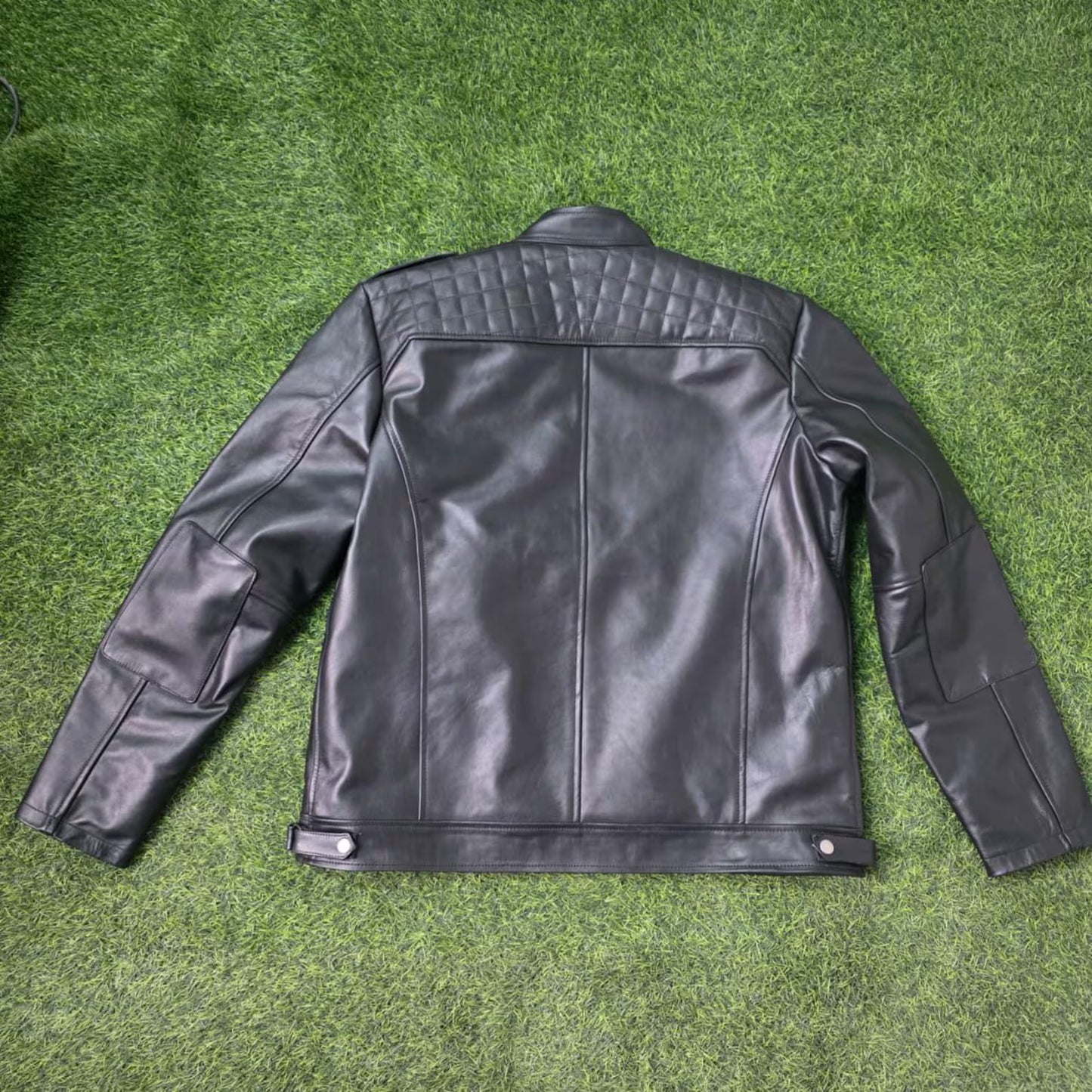 Handmade Black Leather Mens Jacket – Warm Fur Lined Biker Winter Coat