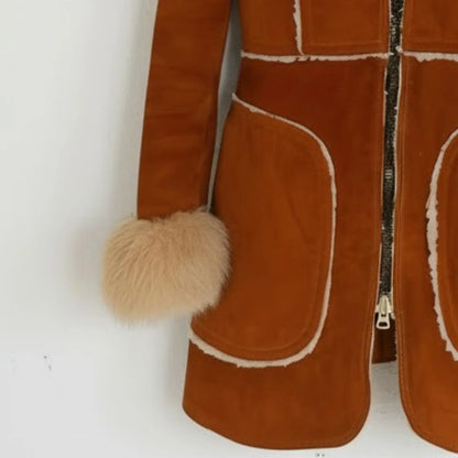 Unique Brown Shearling Coat - Women's Sheepskin Jacket Warm Winter Fashion