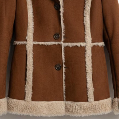 Handmade Brown Sheepskin Shearling Coat - Warm Cozy Womens Jacket