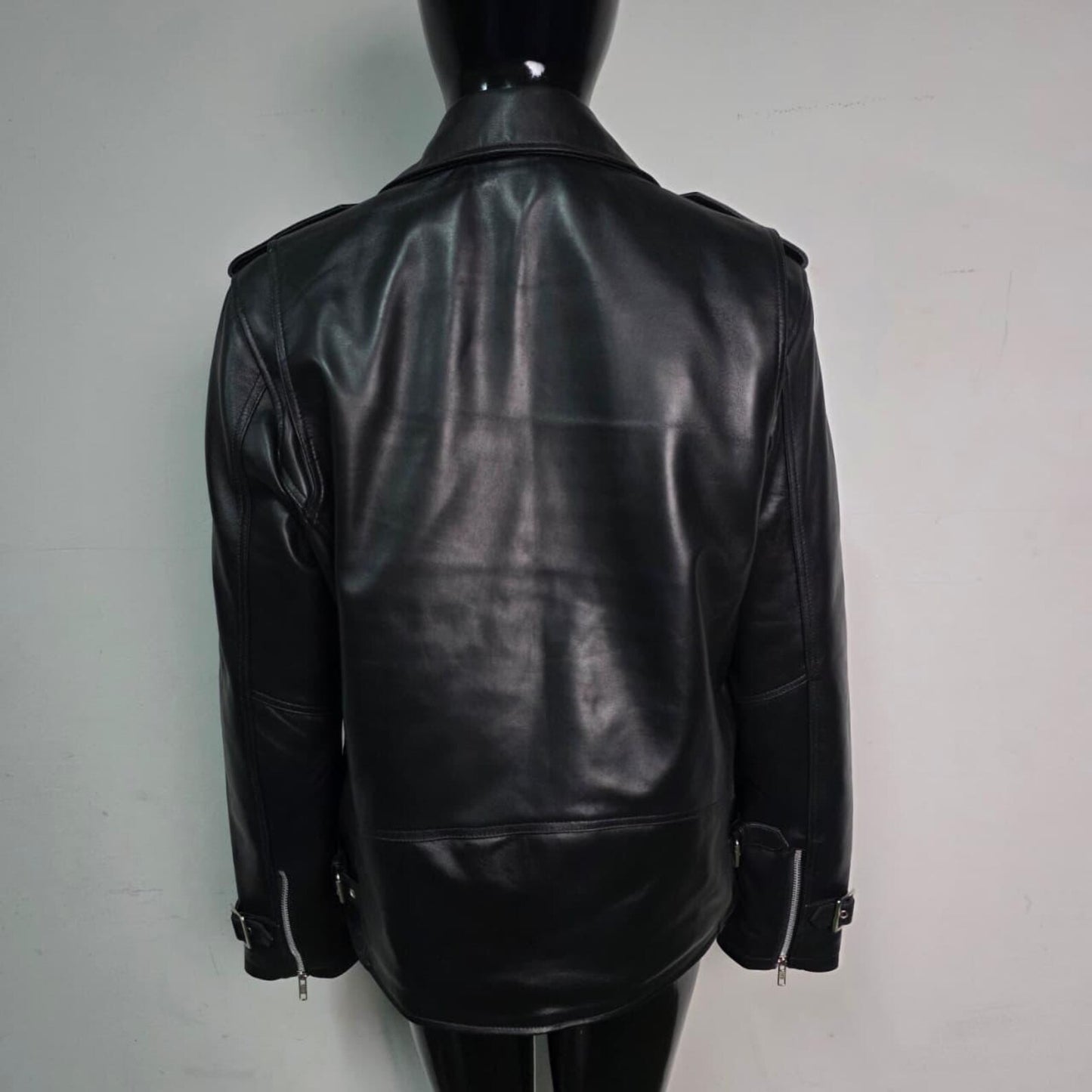 Handmade Black Leather Jacket – Men's Biker Style Motorcycle Jacket