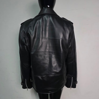 Handmade Black Leather Jacket – Men's Biker Style Motorcycle Jacket