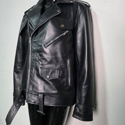 Handmade Black Leather Jacket – Men's Biker Style Motorcycle Jacket
