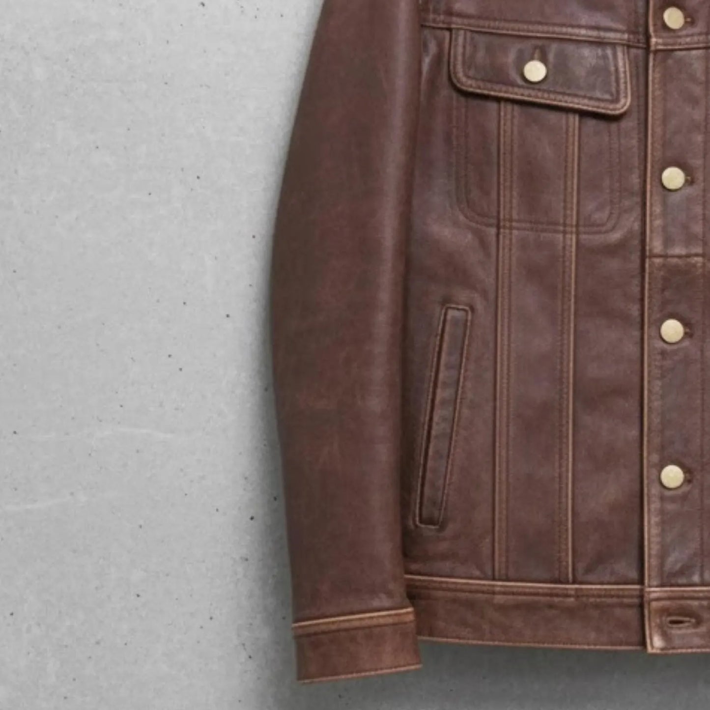 Handmade Brown Leather Jacket – Genuine Mens Outerwear, Classic Style for Everyday Wear.
