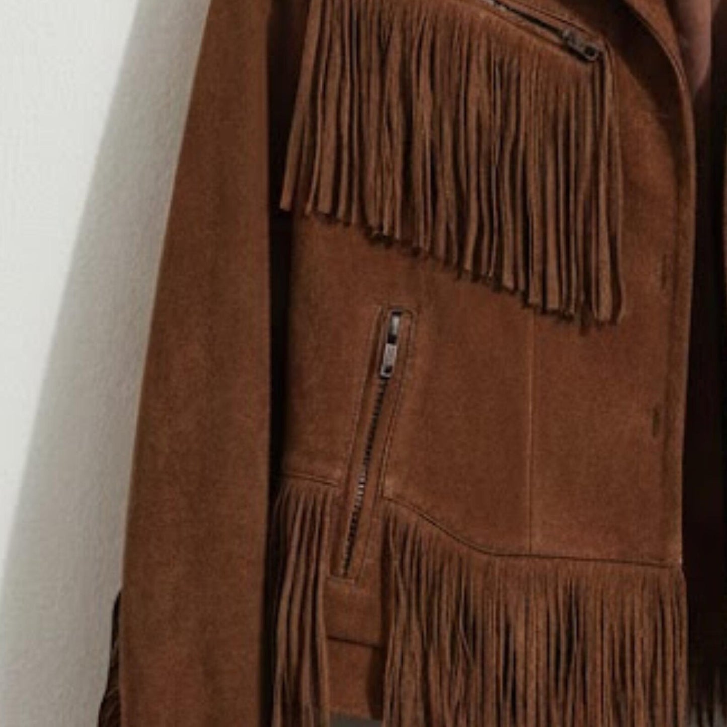 Handmade Brown Suede Fringe Jacket – Western Style Boho Outerwear