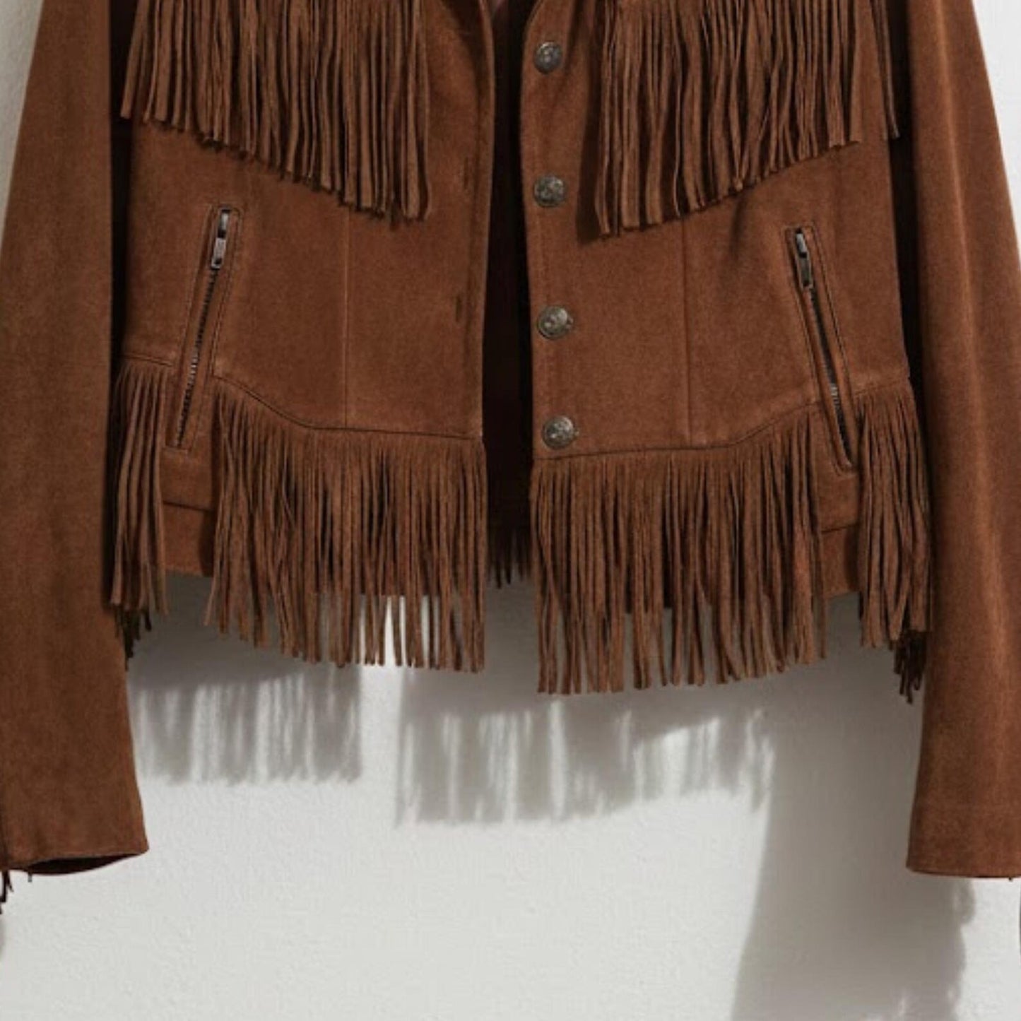 Handmade Brown Suede Fringe Jacket – Western Style Boho Outerwear