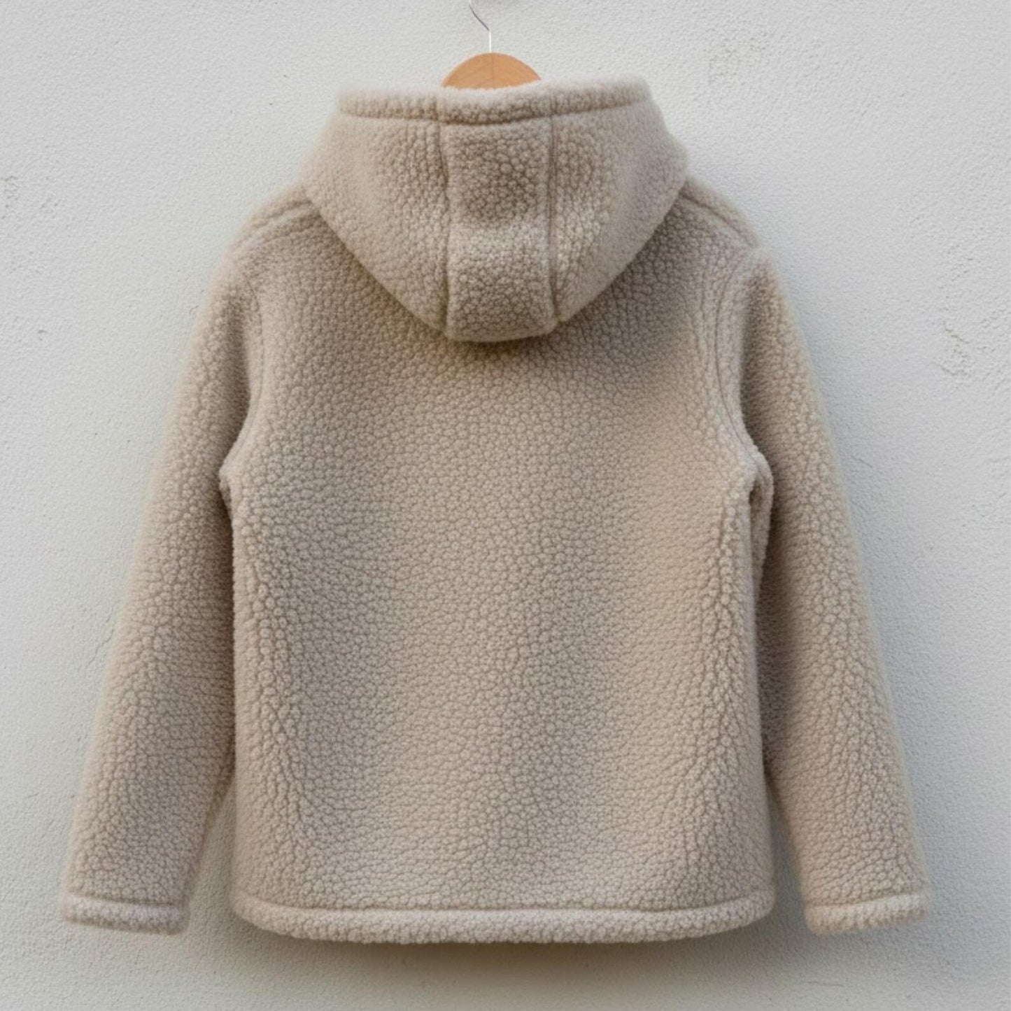 Handmade Beige Sherpa Jacket, Teddy Fleece Hoodie – Cozy Winter Outerwear