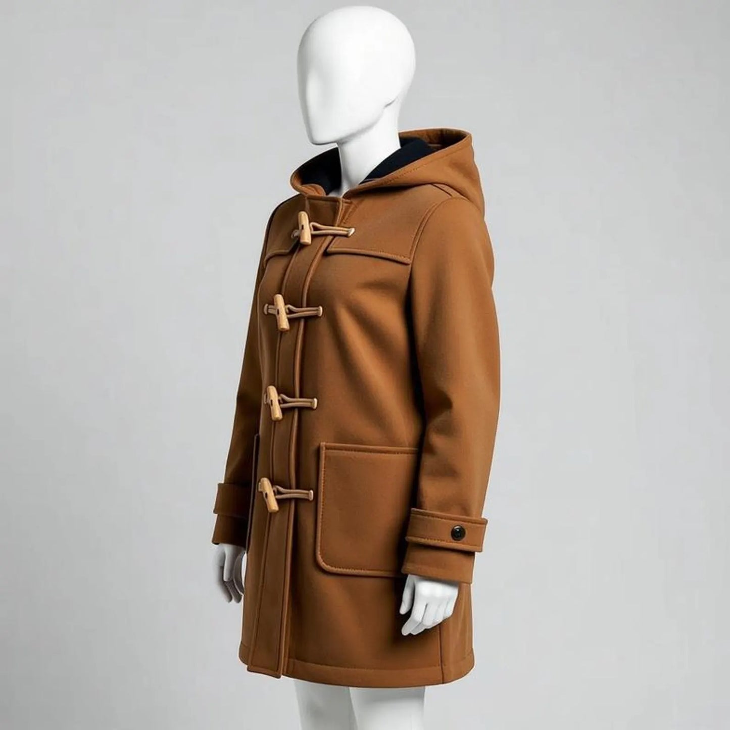 Handmade Red Wool Duffle Coat – Classic Winter Toggle Jacket for Women