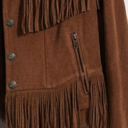 Handmade Brown Suede Fringe Jacket – Western Style Boho Outerwear