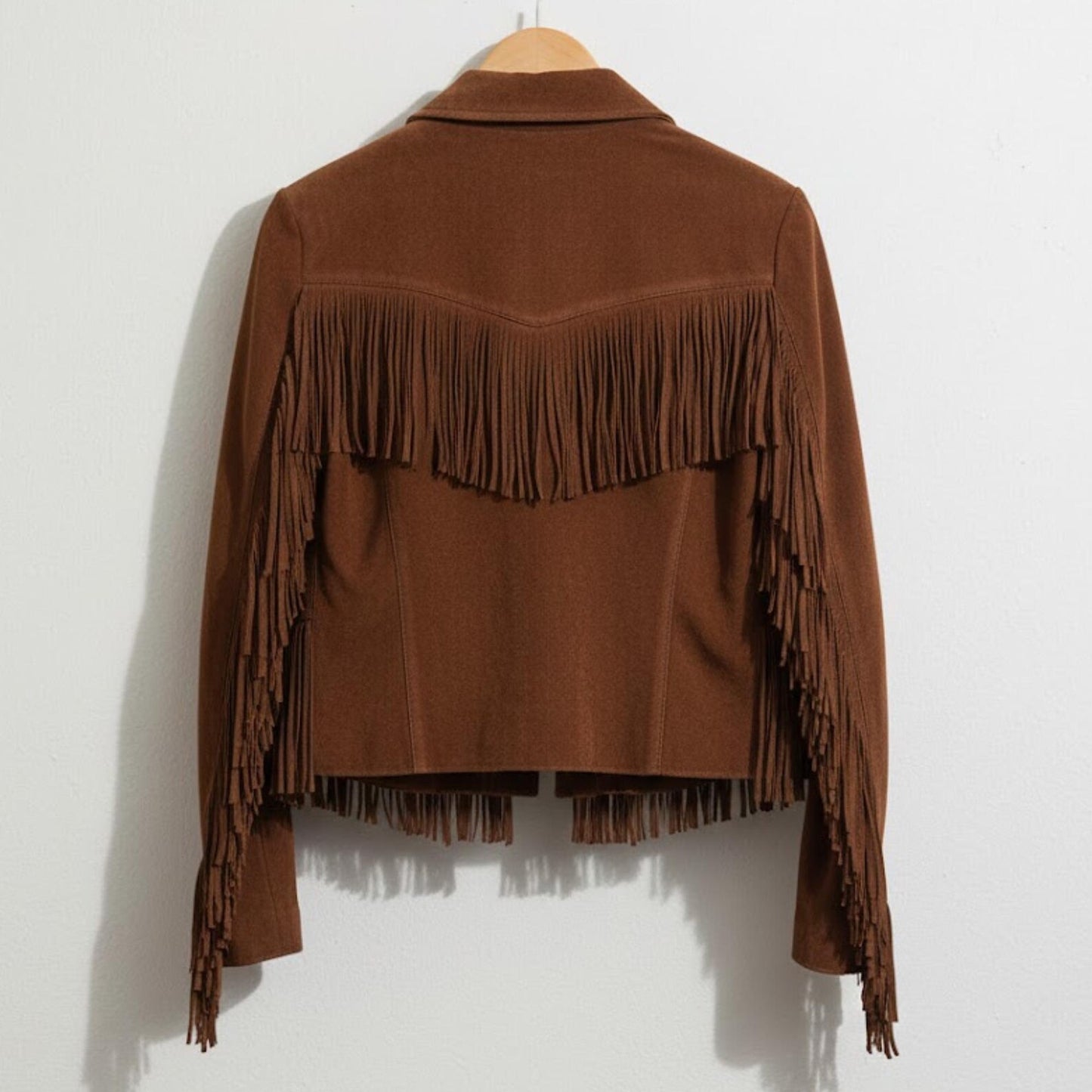 Handmade Brown Suede Fringe Jacket – Western Style Boho Outerwear