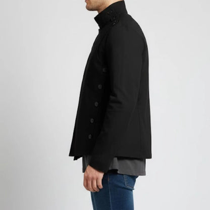 Handmade Black Cotton Asymmetrical Jacket – Avant Garde Minimalist Tech wear Coat