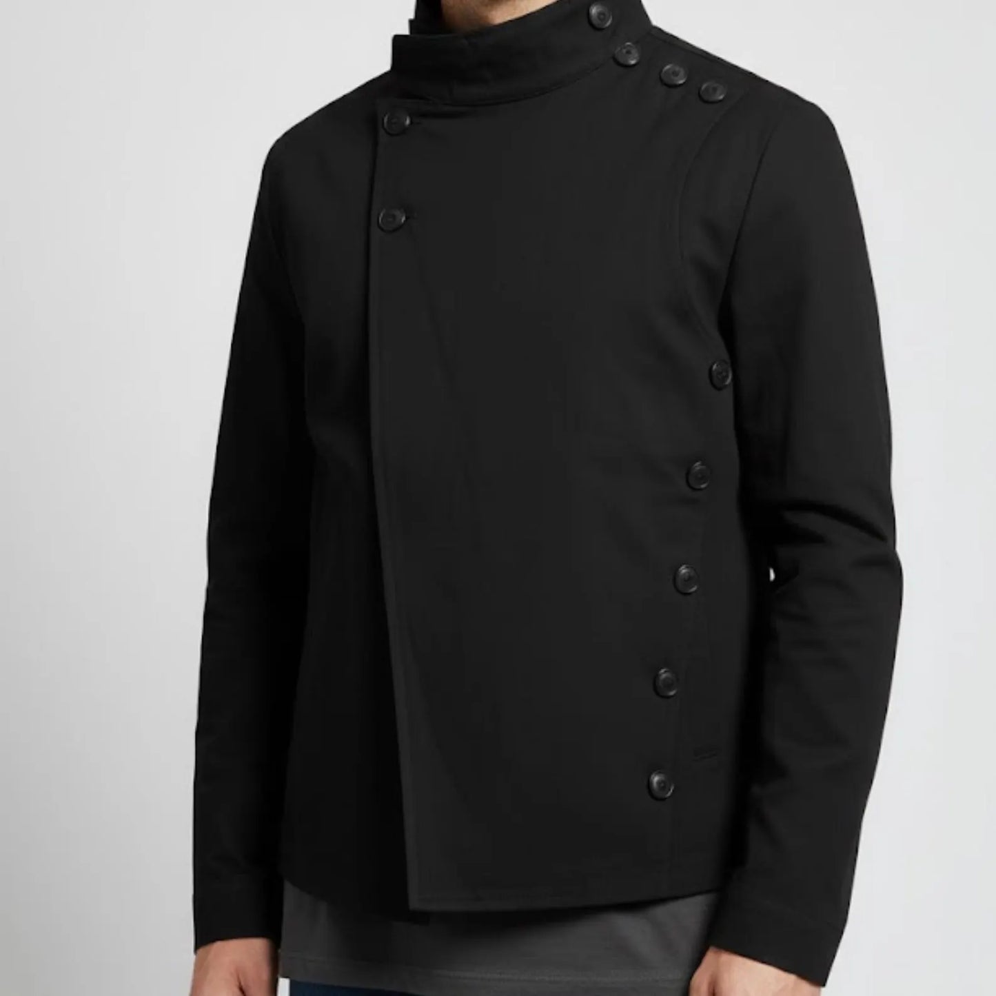 Handmade Black Cotton Asymmetrical Jacket – Avant Garde Minimalist Tech wear Coat