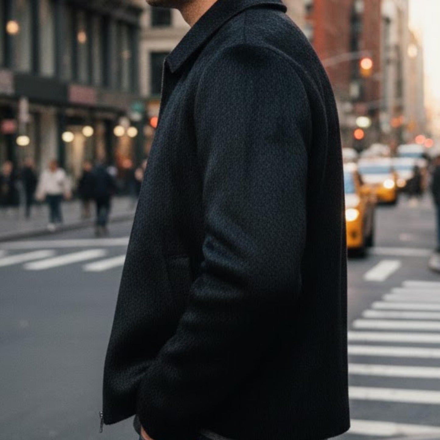 Handmade Black Bomber – Men's Wool Jacket Urban Minimalist Style