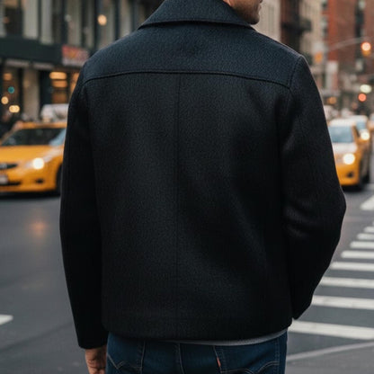Handmade Black Bomber – Men's Wool Jacket Urban Minimalist Style