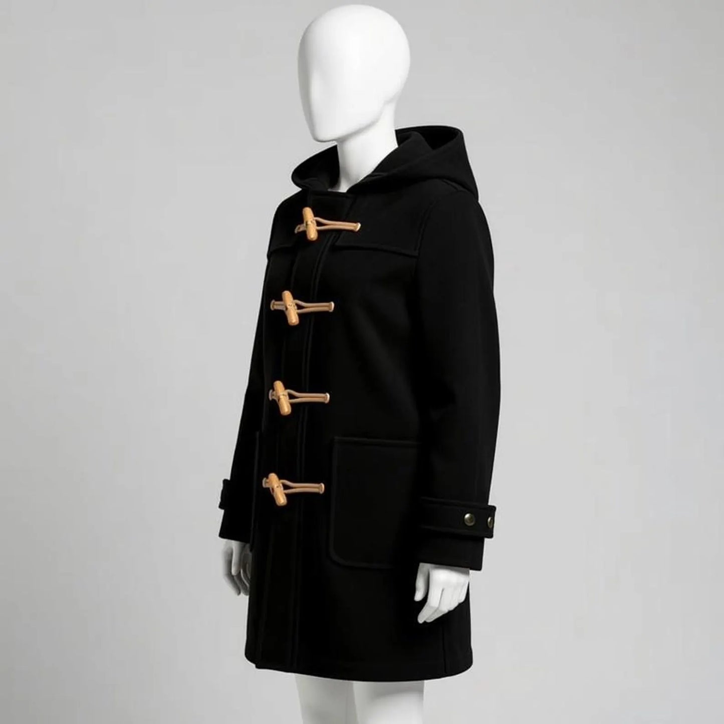 Handmade Red Wool Duffle Coat – Classic Winter Toggle Jacket for Women