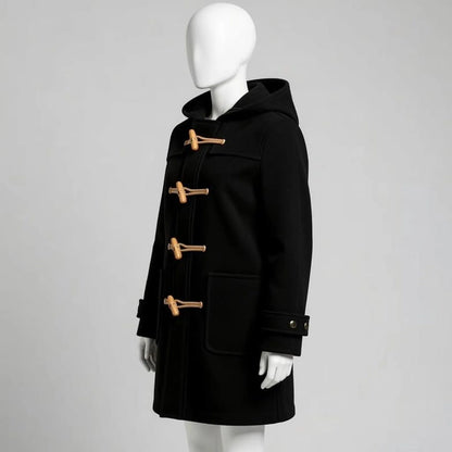 Handmade Red Wool Duffle Coat – Classic Winter Toggle Jacket for Women