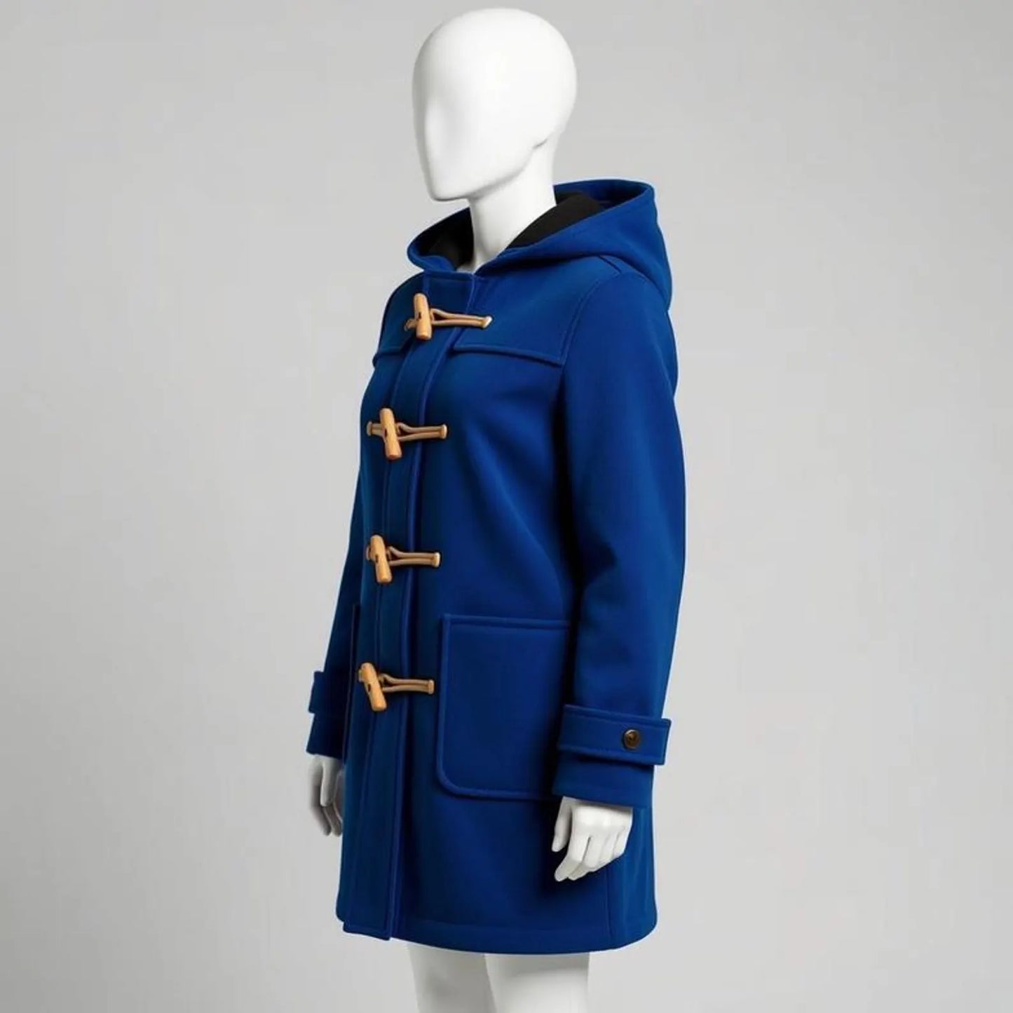 Handmade Red Wool Duffle Coat – Classic Winter Toggle Jacket for Women