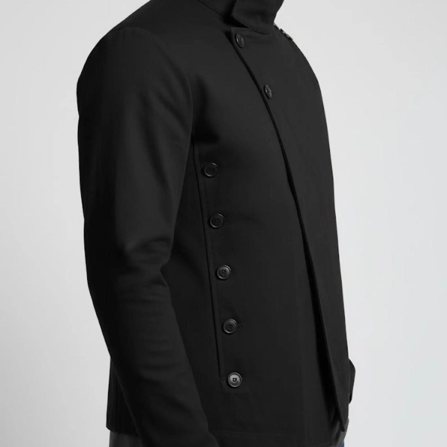 Handmade Black Cotton Asymmetrical Jacket – Avant Garde Minimalist Tech wear Coat