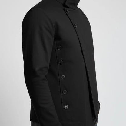Handmade Black Cotton Asymmetrical Jacket – Avant Garde Minimalist Tech wear Coat