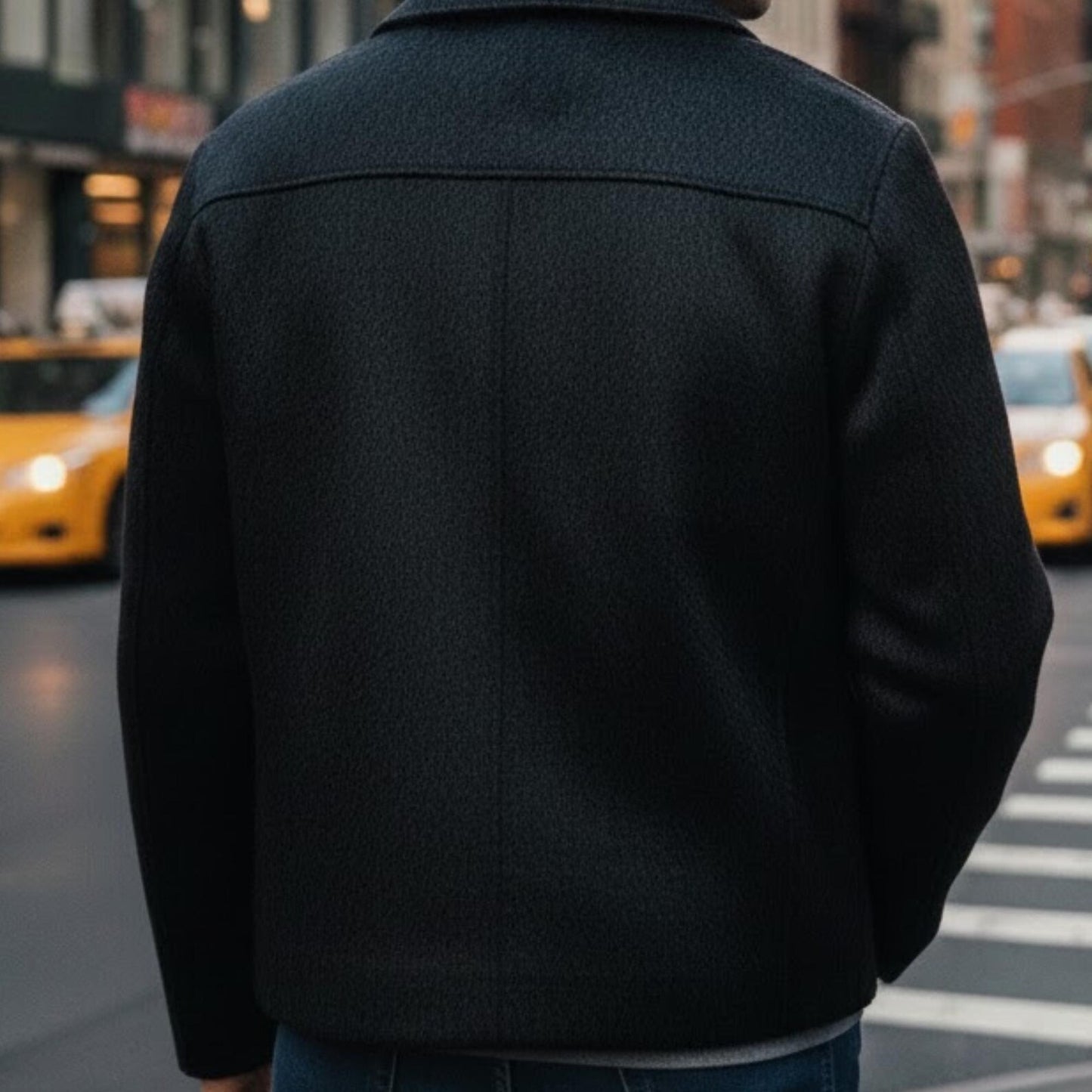 Handmade Black Bomber – Men's Wool Jacket Urban Minimalist Style