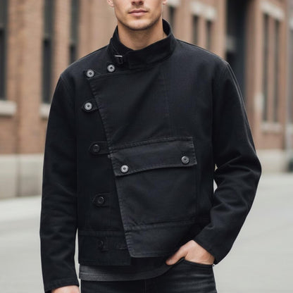 Handmade Black Cotton Cyberpunk Tech wear Jacket, Edgy Men's Streetwear