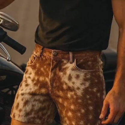 Handcrafted Cowhide Leather Shorts | Hair-On Cow Skin Western Style Pants – Festival & Statement Wear
