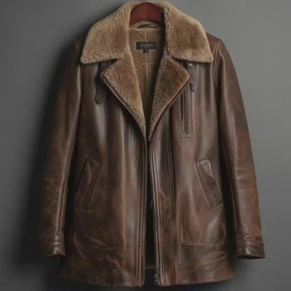 Handmade Brown Shearling Jacket – Women's Leather B3 Bomber Coat, Aviator Style Winter Gift